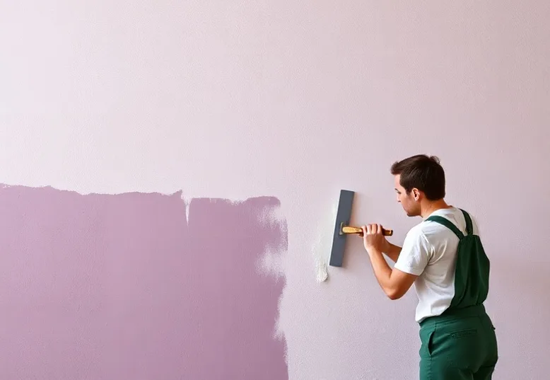 Application d'un enduit décoratif à la lisseuse sur un mur